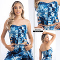 Y3762 BLUSA BENGALINA TIE DYE AZUL INDIGO OSCURO