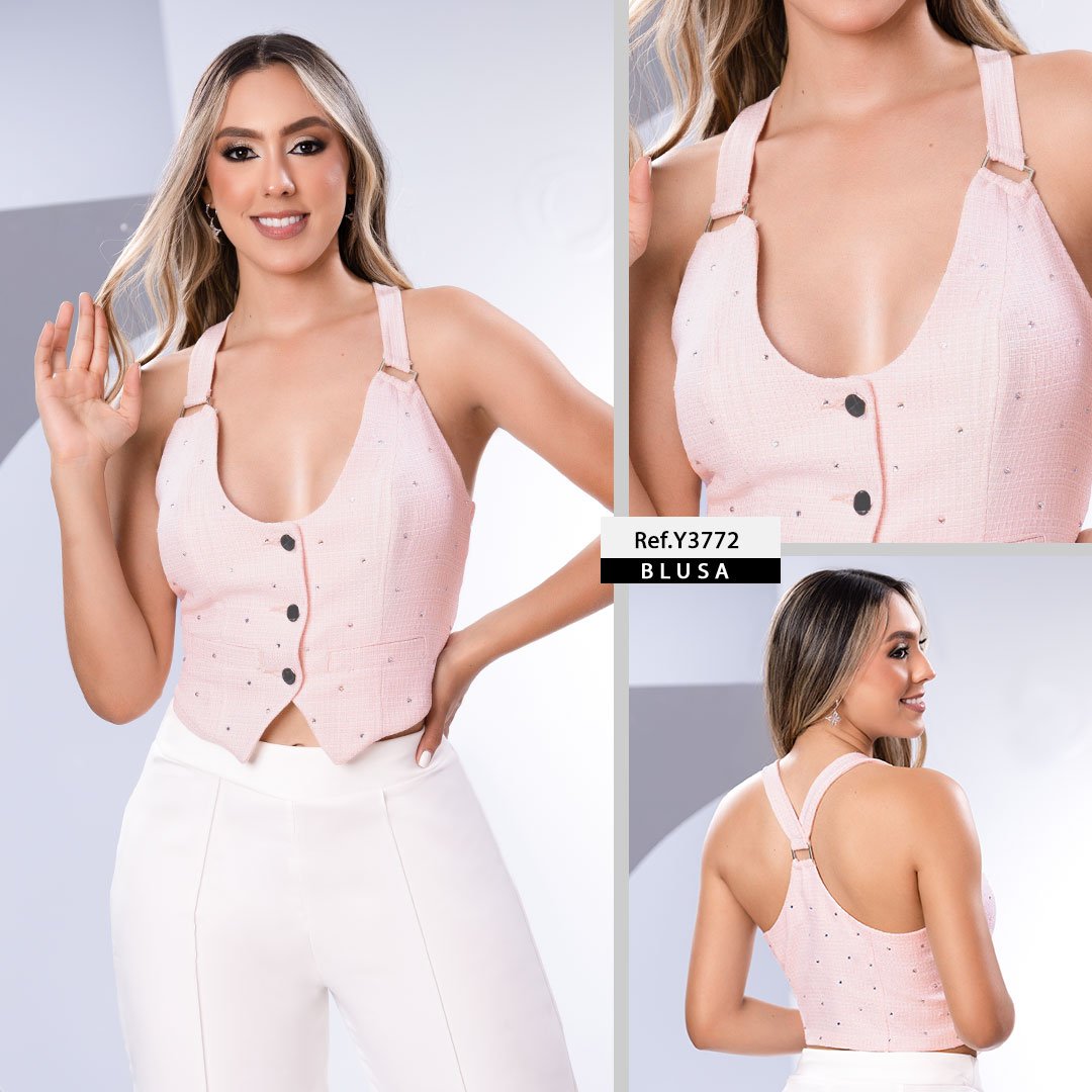 Y3772 CHALECO TEJIDA LURES ROSADO