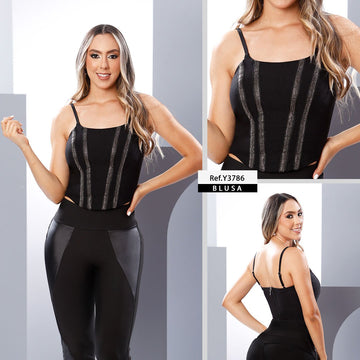 Y3786 BLUSA BENGALINA NEGRO