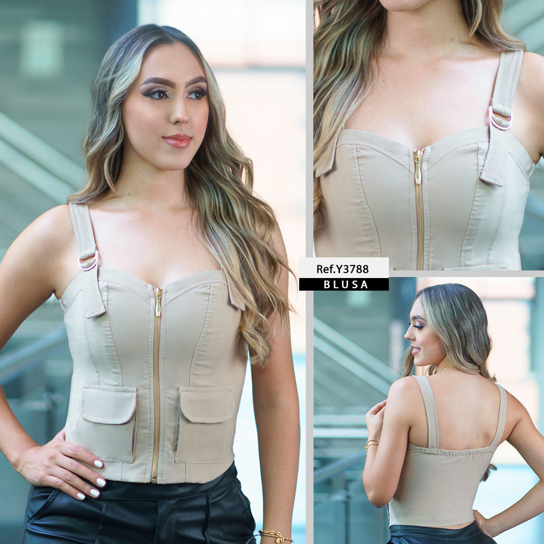 Y3788 BLUSA NOCHE DE VIENA CAMEL