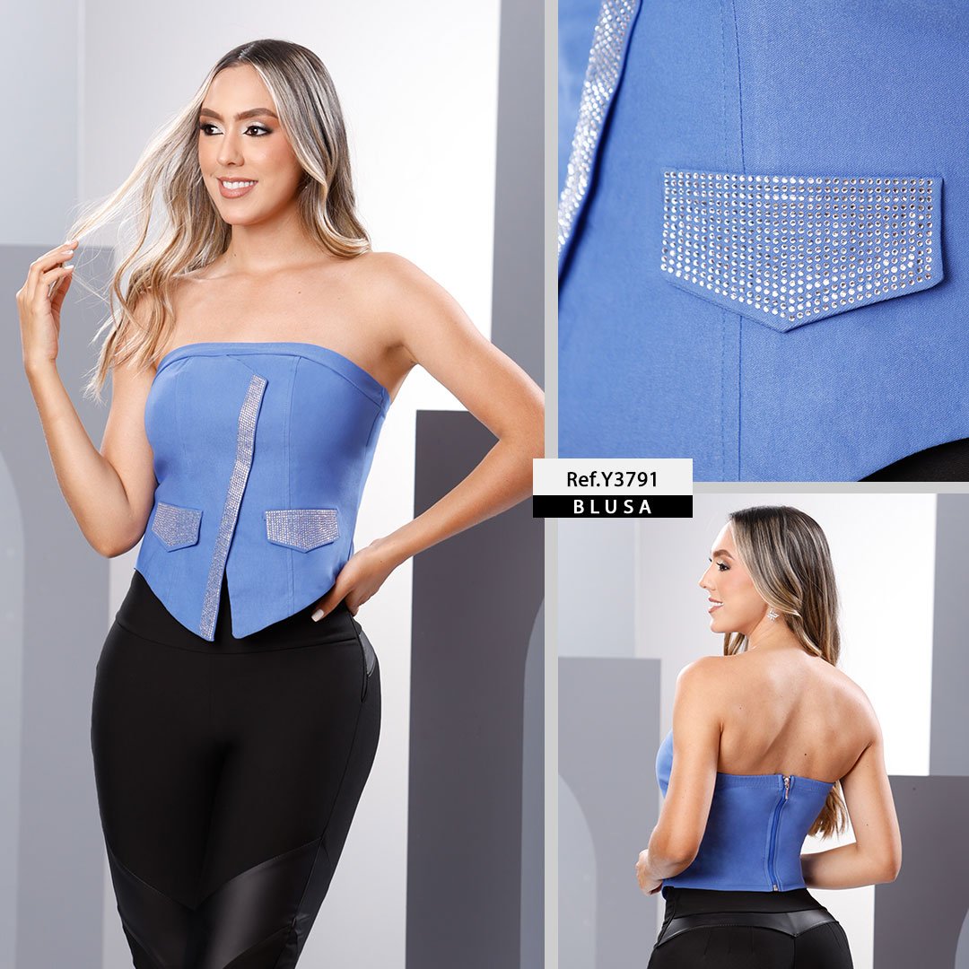 Y3791 BLUSA BENGALINA AZUL