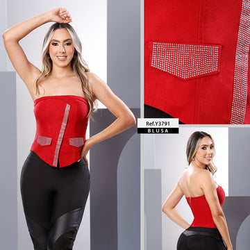 Y3791 BLUSA BENGALINA ROJO