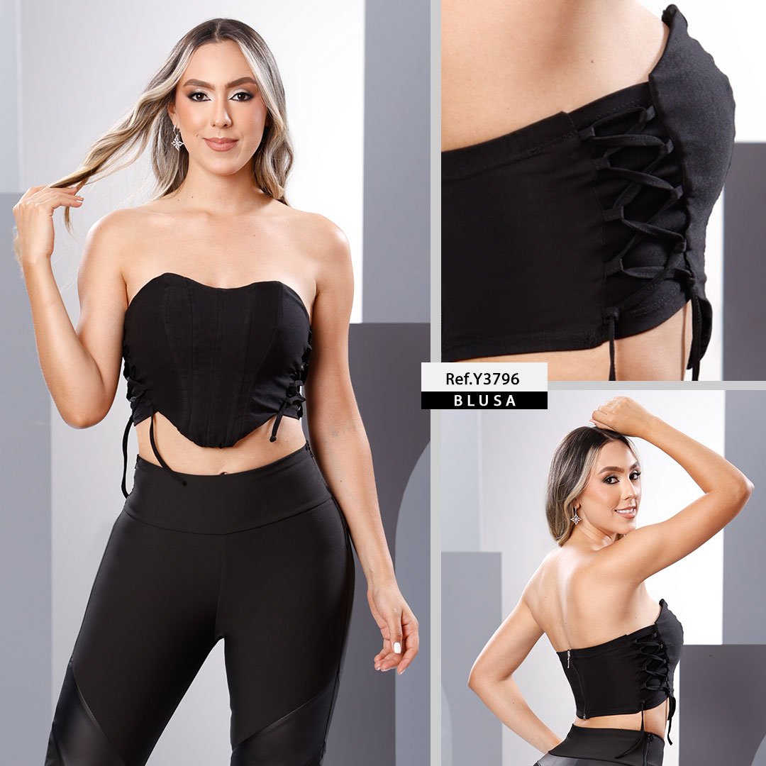 Y3796 BLUSA BENGALINA NEGRO