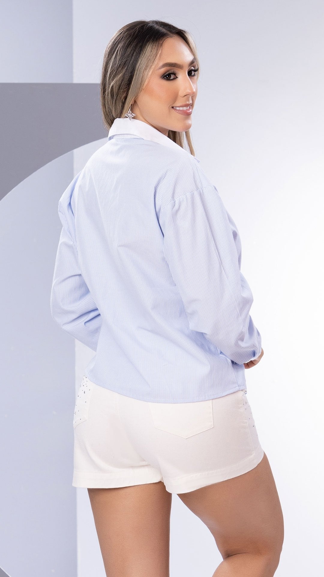 Y3797 CAMISA POPELINA RAYAS AZUL