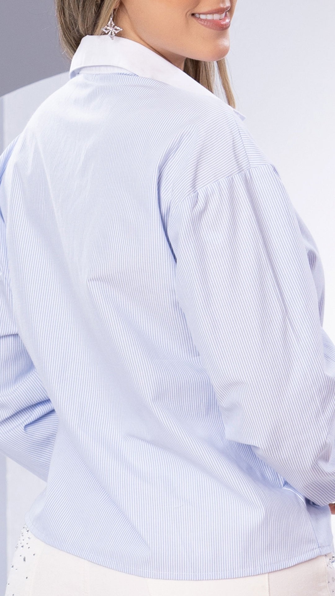 Y3797 CAMISA POPELINA RAYAS AZUL