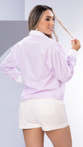 Y3797 CAMISA POPELINA RAYAS LILA