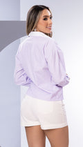 Y3797 CAMISA POPELINA RAYAS MORADO