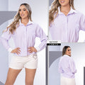 Y3797 CAMISA POPELINA RAYAS MORADO