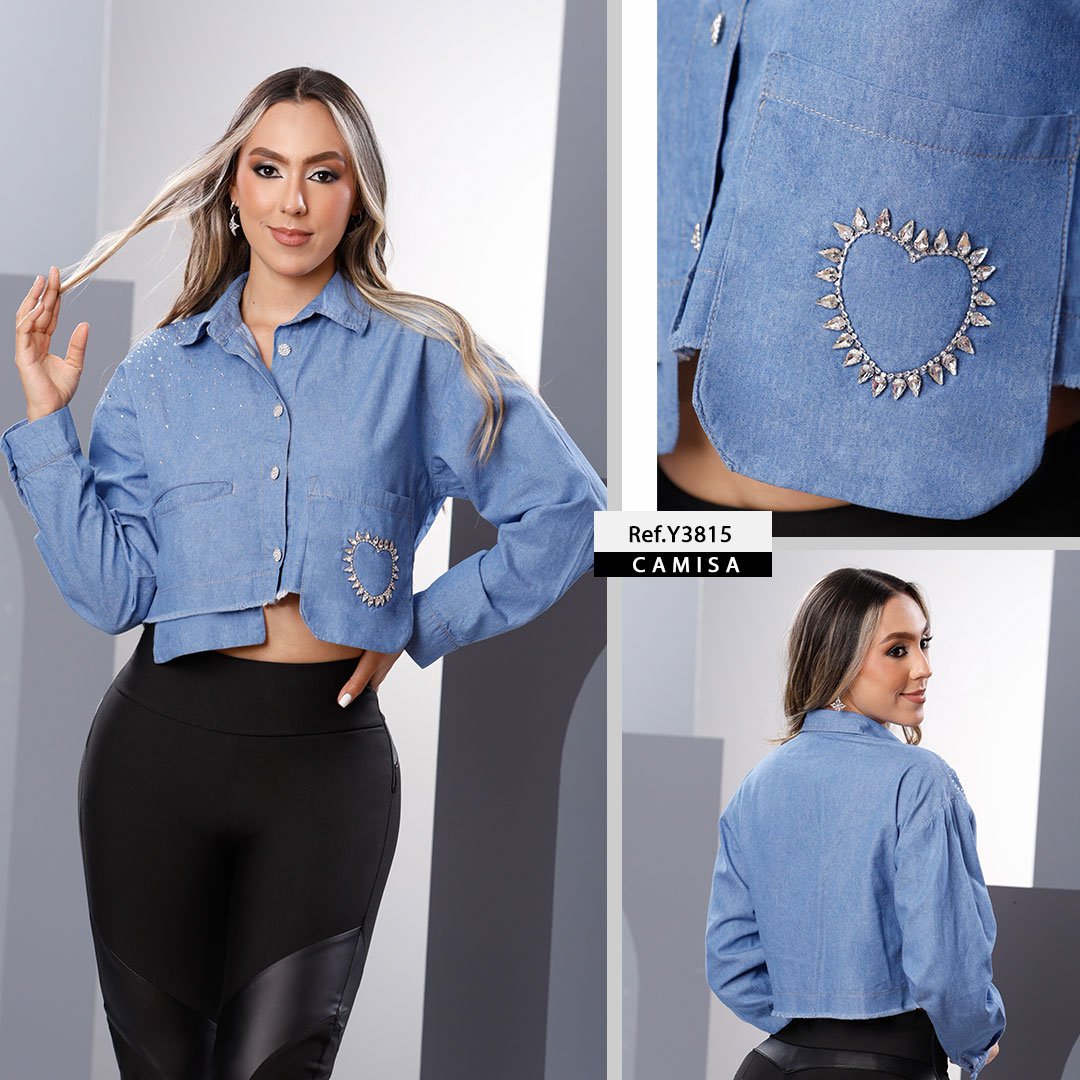 Y3815 CAMISA CHAMBRY AZUL