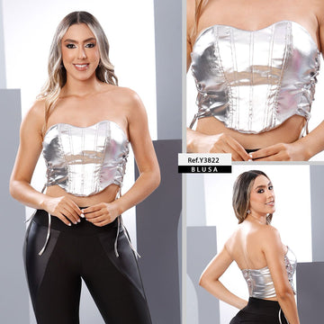 Y3822 BLUSA BENGALINA METALIZADA