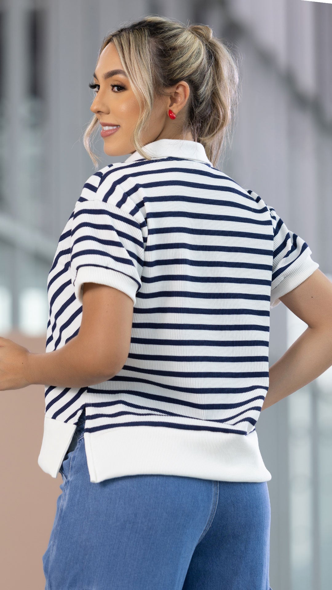 Y3873 BLUSA RIB RAYAS