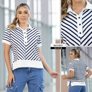 Y3873 BLUSA RIB RAYAS