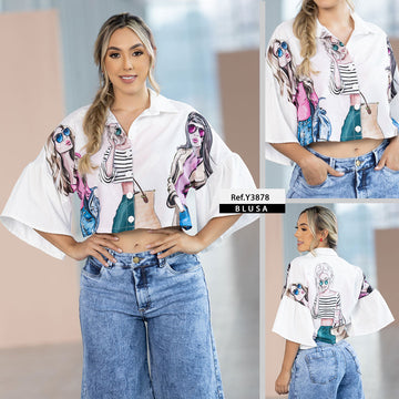 Y3878 BLUSA CHALIS ESTAMPADO