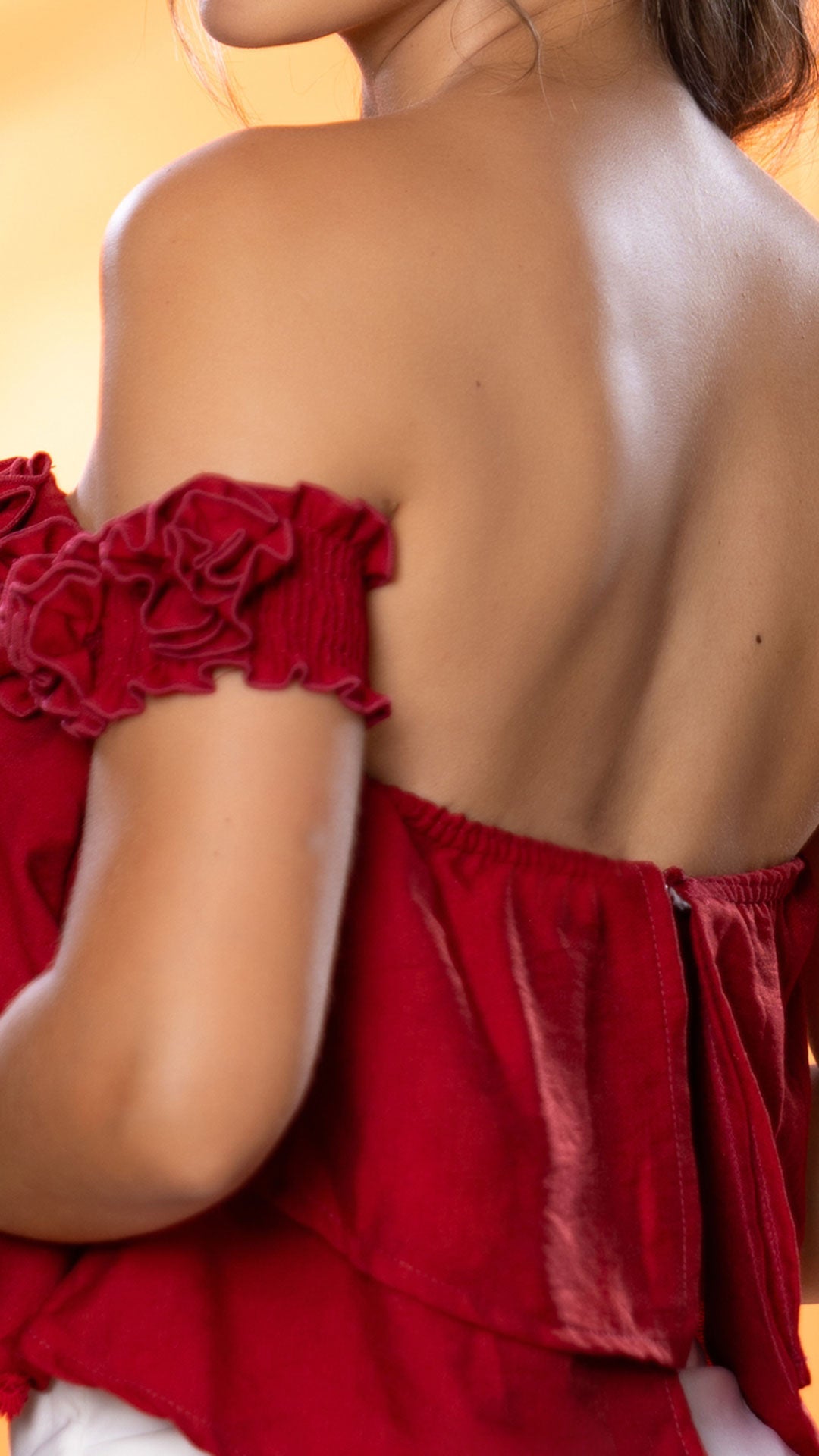 Y3894 BLUSA LINO POLIESTER ROJO