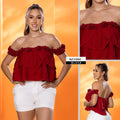 Y3894 BLUSA LINO POLIESTER ROJO