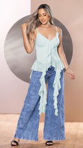 Y3896 BLUSA MAYA TEX AZUL MENTA