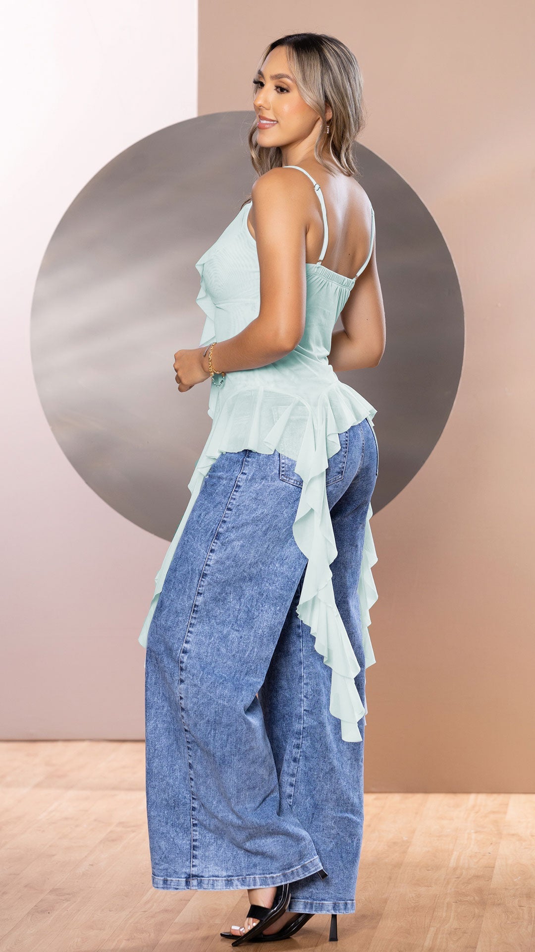 Y3896 BLUSA MAYA TEX AZUL MENTA