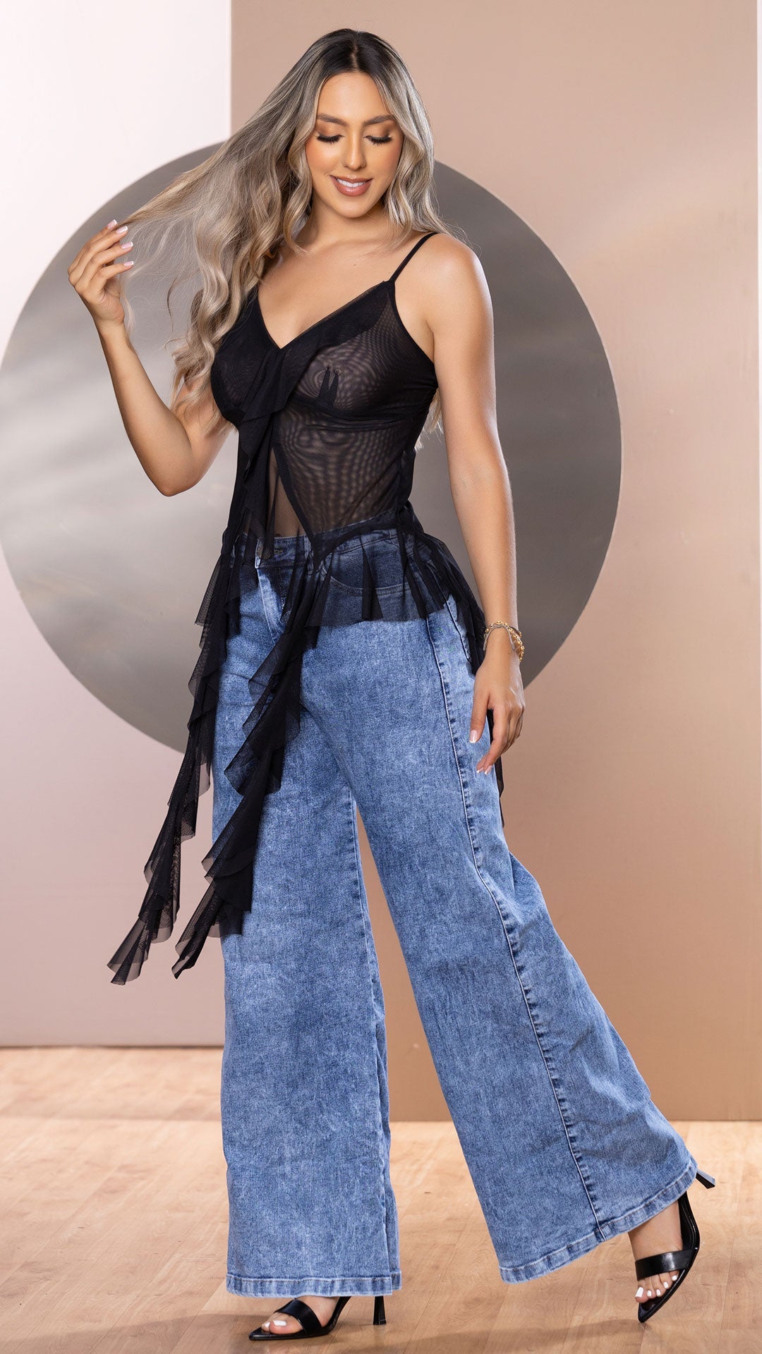 Y3896 BLUSA MAYA TEX NEGRO