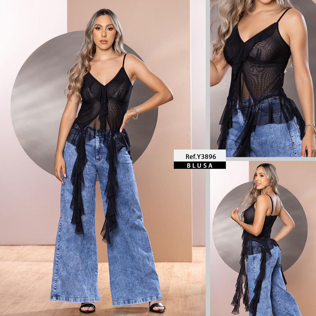 Y3896 BLUSA MAYA TEX NEGRO