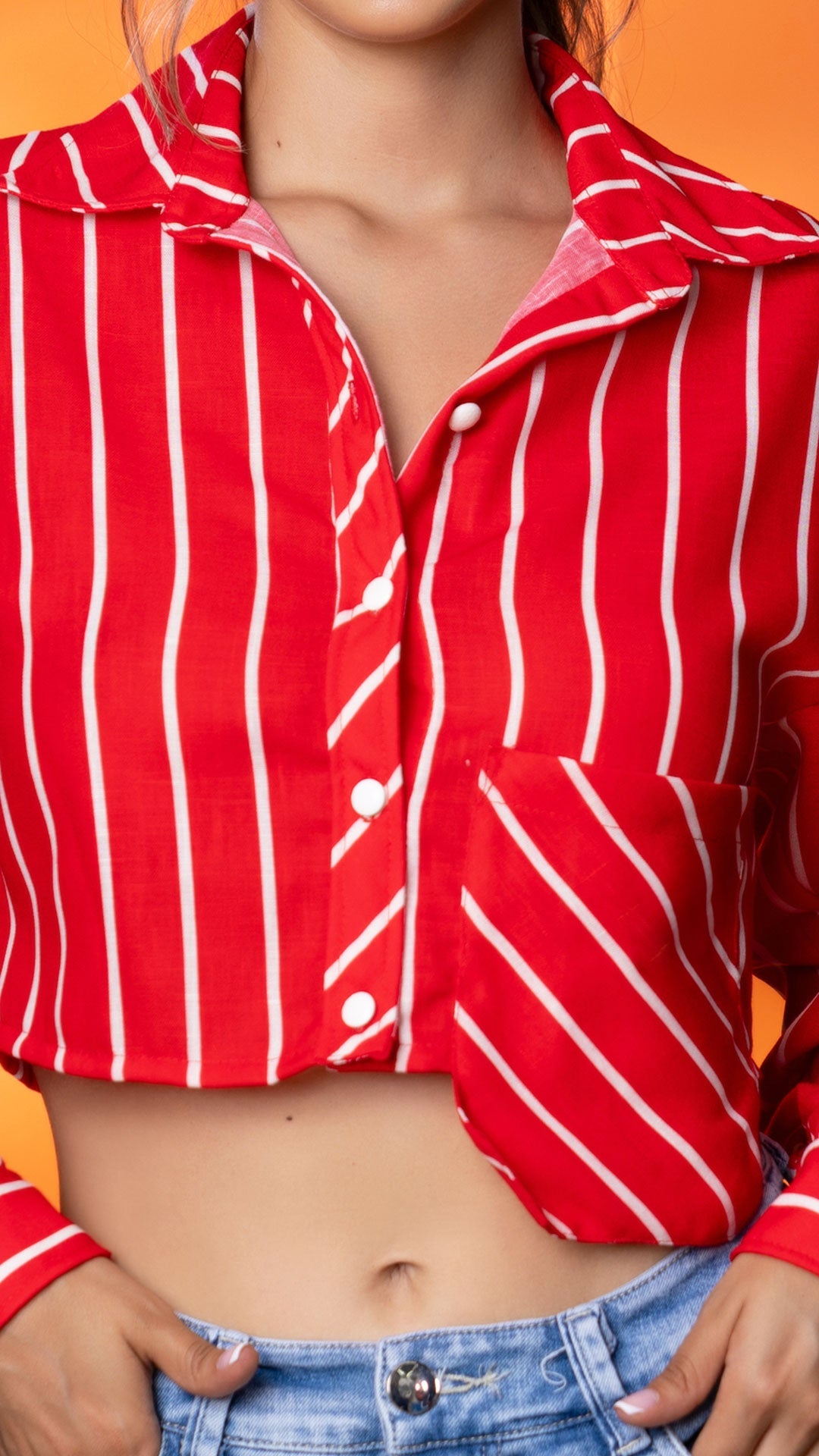 Y3901 CAMISA LINO RAYAS ROJO