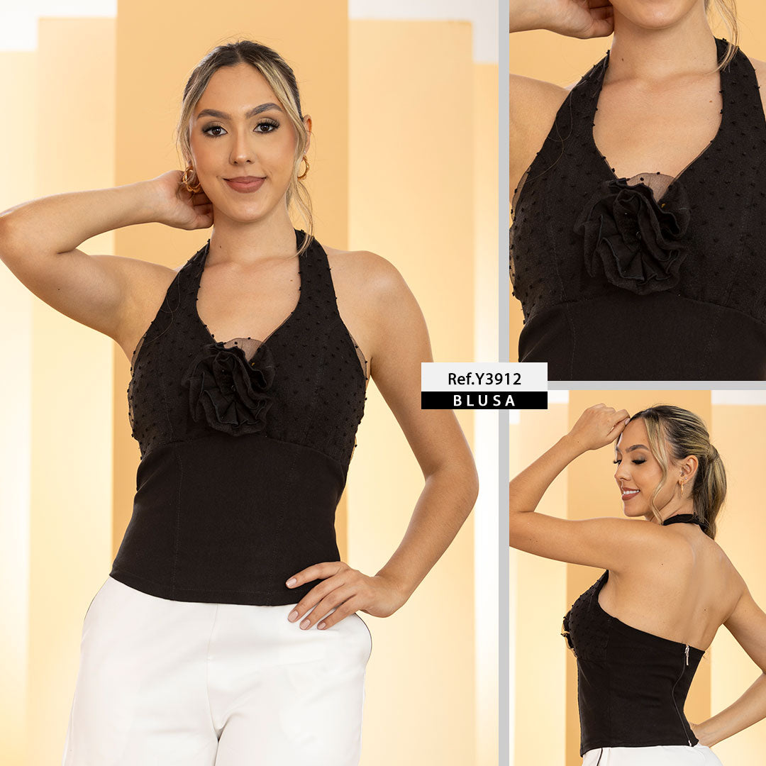 Y3912 BLUSA BENGALINA NEGRO
