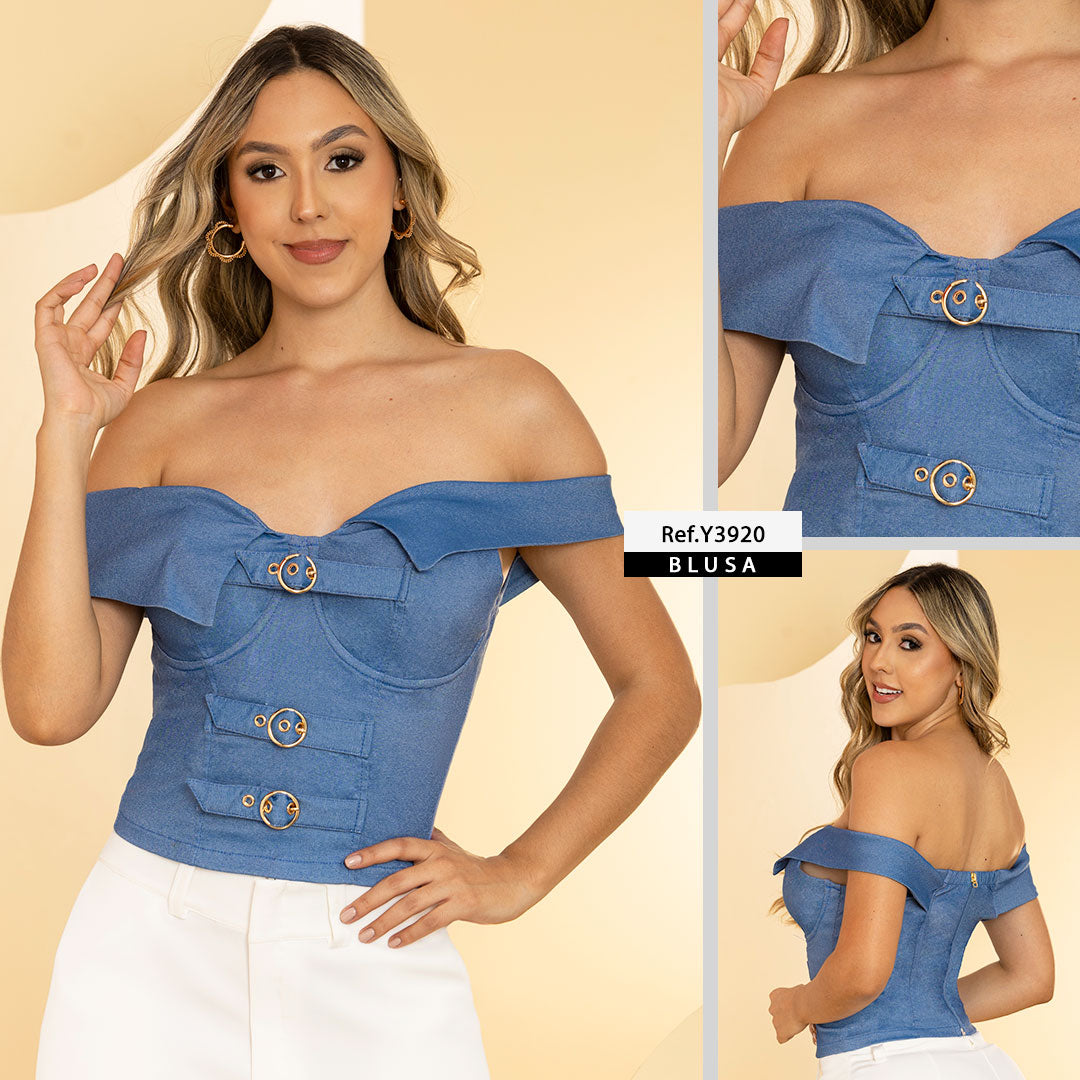 Y3920 BLUSA BENGALINA TIPO INDIGO AZUL