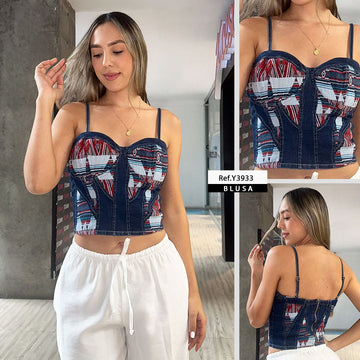 Y3933 BLUSA INDIGO AZUL